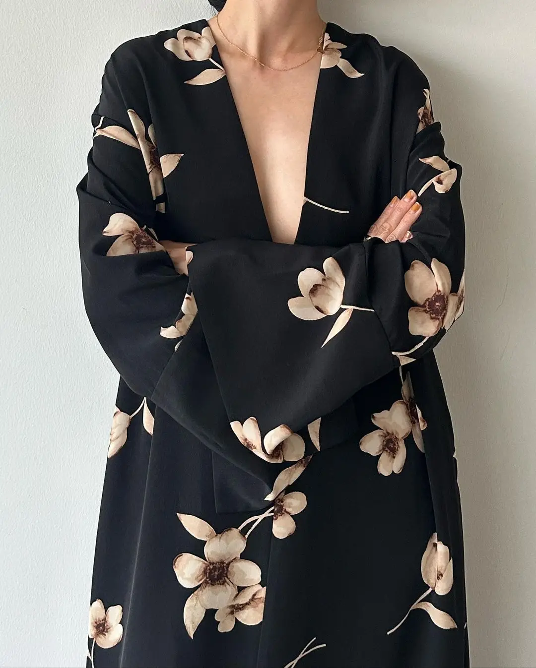 Женское винтажное платье с цветочным принтом Длинное свободное глубоким