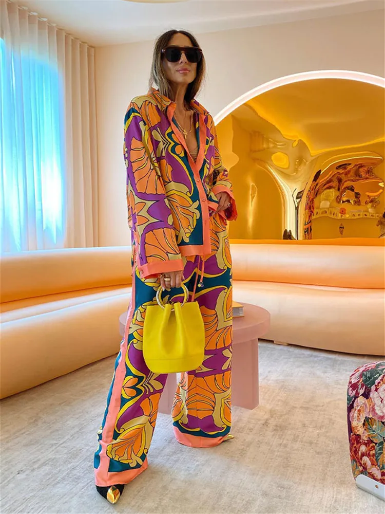 Женский комплект hirigin Y2K из 2 предметов с цветочным рисунком рубашка длинным