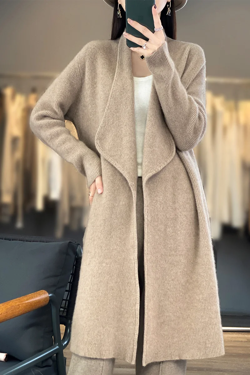 

100% Merino Wool Sweater Solid Color Cardigan Traf Official 2023 New Autumn And Winter Women's Coat Tops