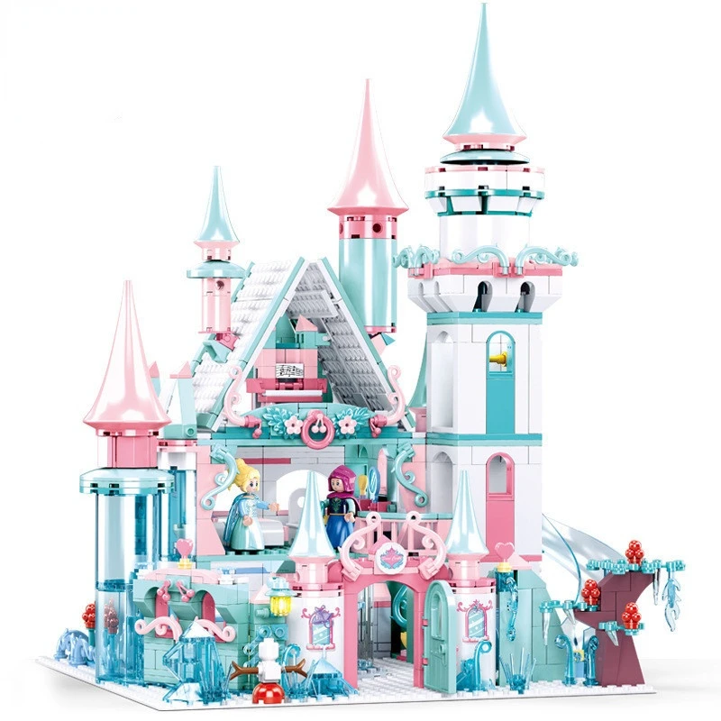 

1314PCS Snow Castle Princess Queen Elsa Magical Ice Castle Bricks DIY Creation Building Blocks Friends Girl Toys