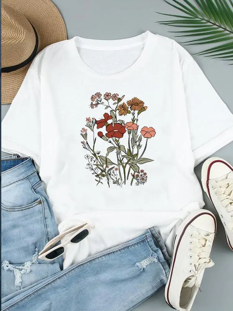 

Plant Flower Style 90s Clothes Short Sleeve T Clothing Print Women Female Summer Graphic Tee Fashion Casual T-shirts