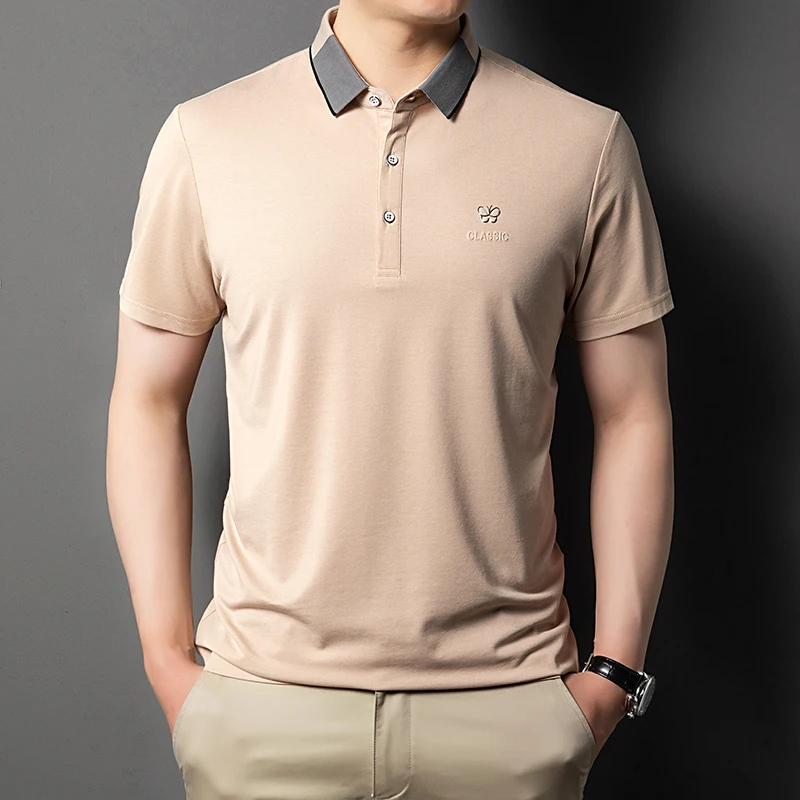 High End Short Sleeve Luxury Male Polo Shirt Designer Cotton Tops Tshirts High-quality Logo Slim Fit Business Fashion New Summer
