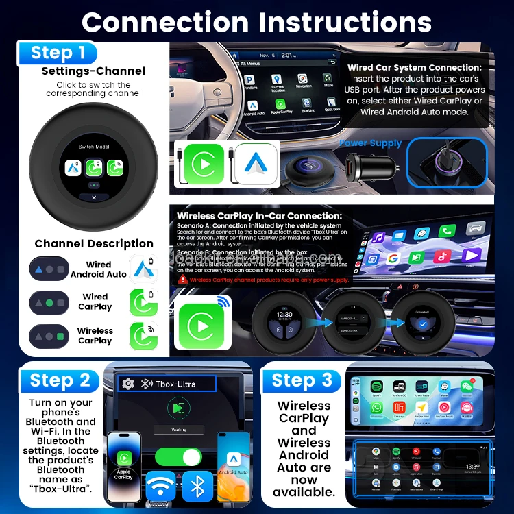 Новый Carlinkit Tbox Ultra3 Smart 5G Беспроводной CarPlay AI Box Android 15 Автомобильный ТВ-бокс CarPlay Донгл для BMW CarPlay Адаптер (art.: 3920daae0a64d) - 3920daae0a64d