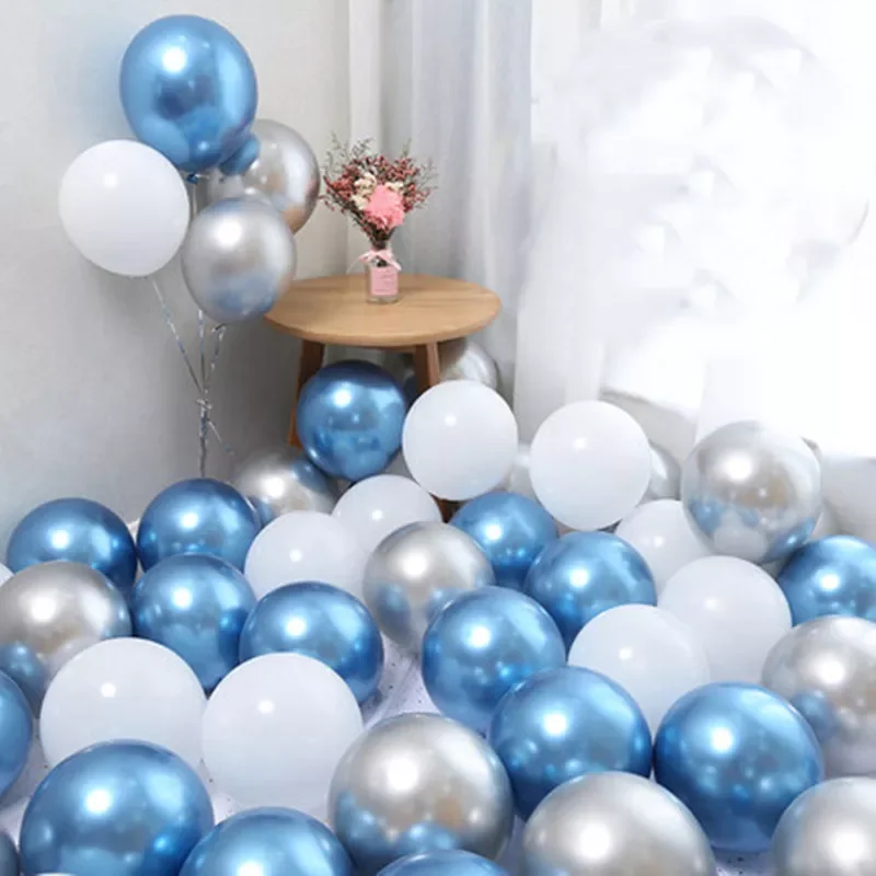 

10Pcs 20pcs 5inch Gold Silver Purple Green Blue Metal Balloon Wedding Balloons Happy Birthday Latex Metal Chrome Ballon Decor
