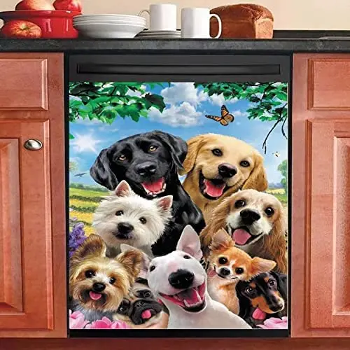 

Animal kitchen decoration magnetic cover, dog pattern dishwasher refrigerator washing machine decoration magnet sticker gift hou