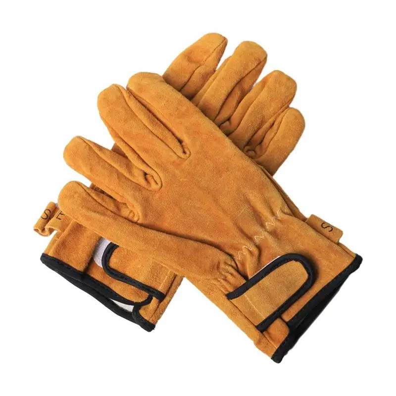 

Fire Pit Gloves Firewood Gloves Men Thickened BBQ Insulated Gloves Flame Retardant Insulation High-Temperature Resistant For