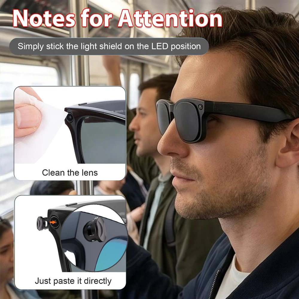Фото Светозащитные накладки для очков Ray-Ban Meta 2 (Way-farer/Headliner/Skyler) с регулируемым светозащитным фильтром и функцией приватности №2