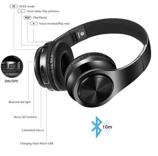 Накладные Bluetooth-наушники беспроводная гарнитура со встроенным микрофоном Micro TF