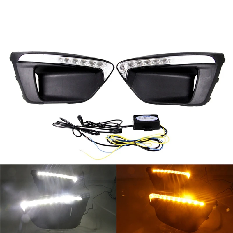 

Car Flashing Flowing Amber Fog Signal Lamp Daytime Driving Light Shell for KIA RIO X-Line KX Cross 2017-2019 Car Styling