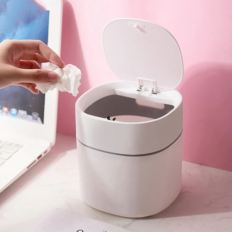 

Mini Waste Box Bin Garbage Basket Home Table Trash Can Plastic Office Supplies Dustbins Sundries Barrel Box For Household