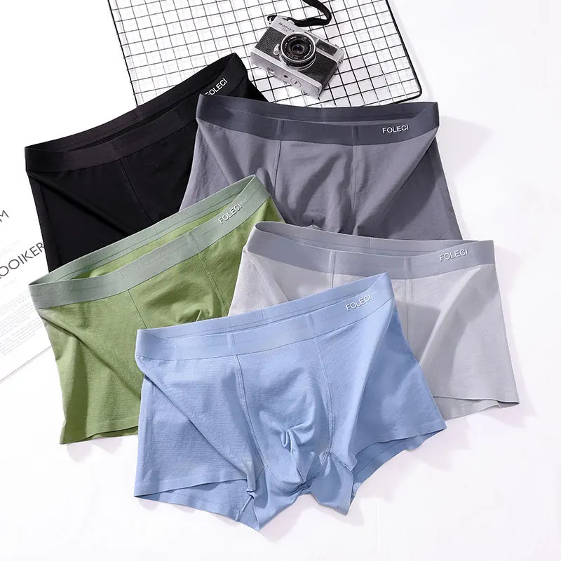 

Men's underwear solid color cotton seamless boxer pants breathable trend boys youth sports boxer pants
