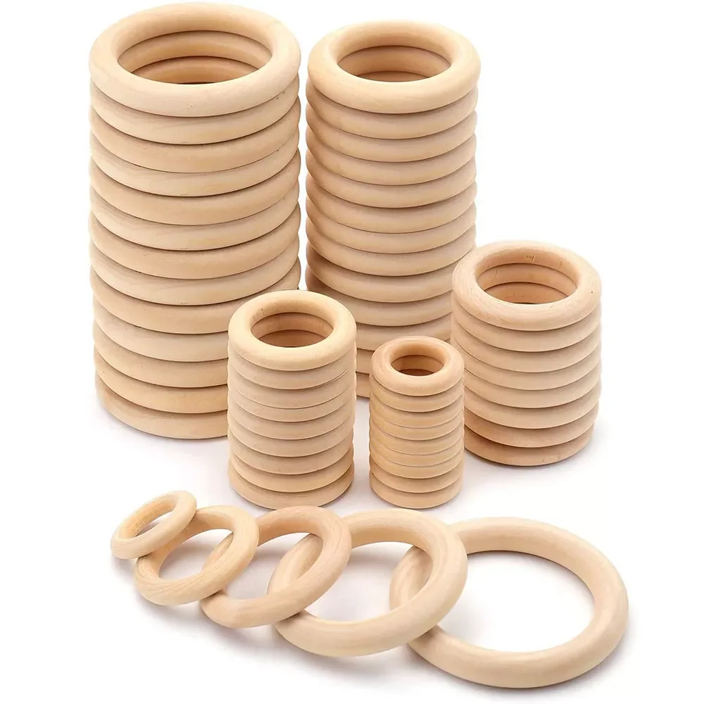 

NEW Unfinished Solid Wooden Rings 15-100MM Natural Wood Rings for Macrame DIY Crafts Wood Hoops Ornaments Connectors Jewelry Mak