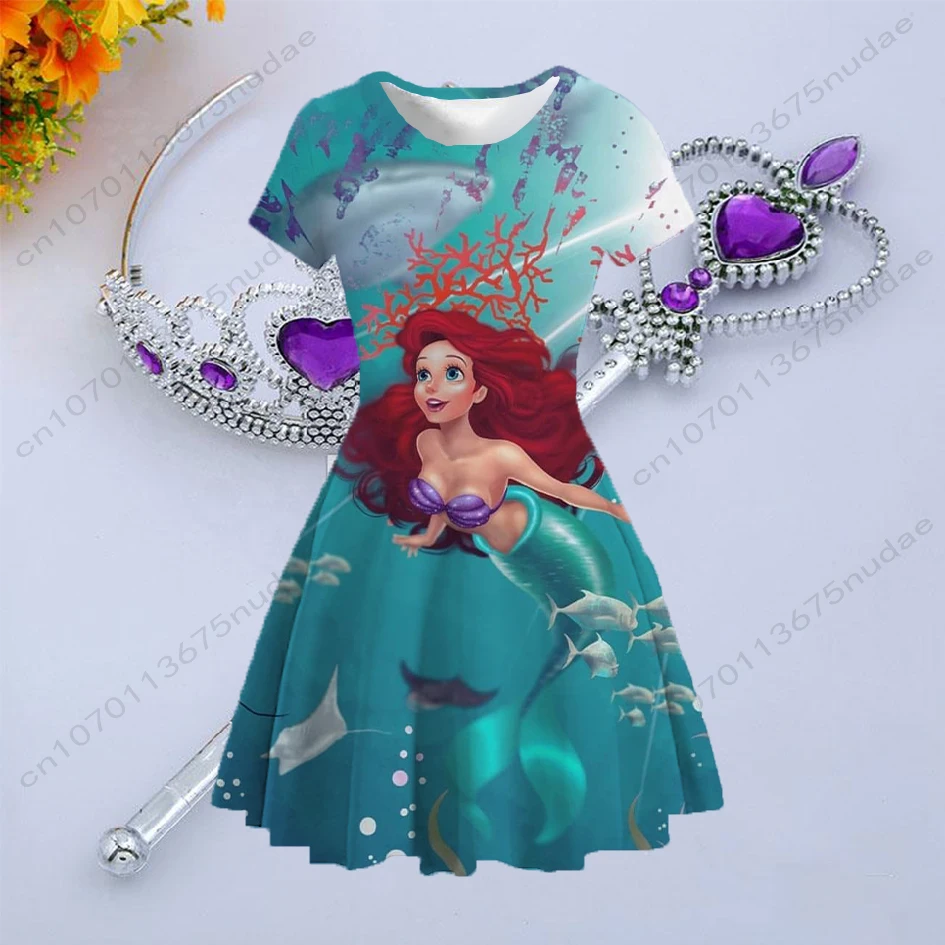 

Baby Disney Princess Girls Clothing 2022 Summer New Children's Printed A-Line Dress Children's Clothes Princess Short Sleeve Dre