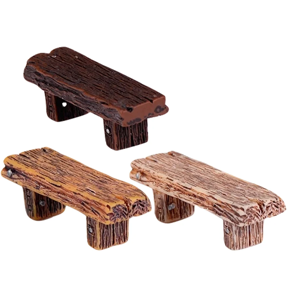 

3Pcs Photo Prop Lovely Realistic Miniature Bench Decor Bench Decor Fake Bench Bench Model for Decor Home Model