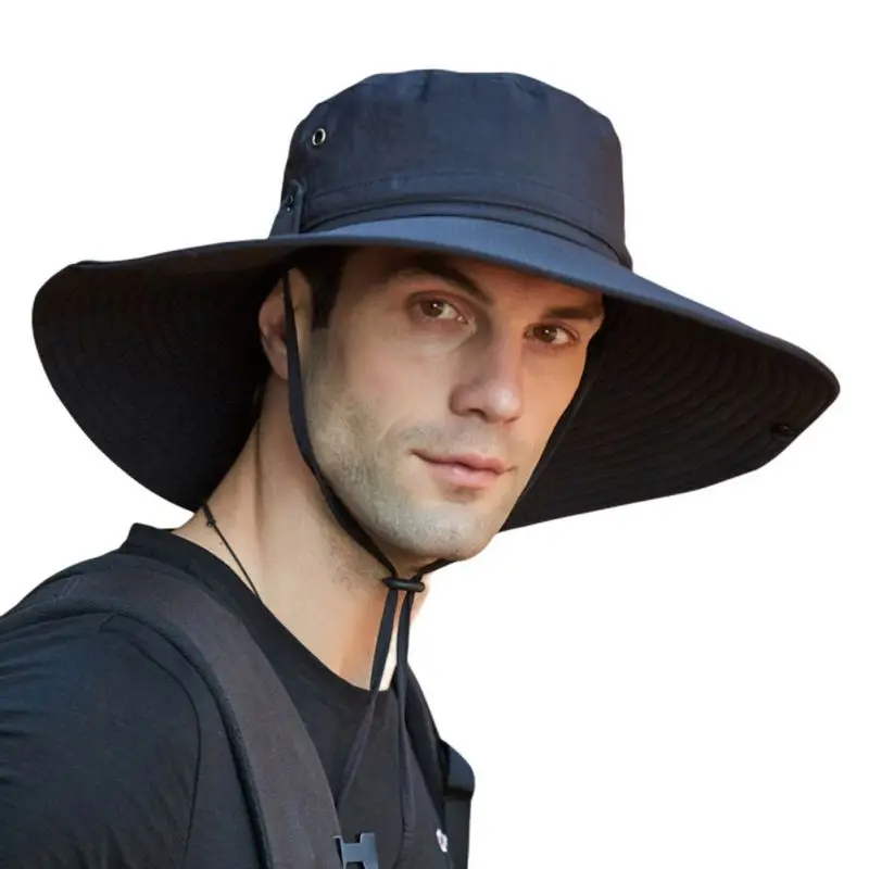

Men's Mesh Breathable Sun Hat Wide Brim Waterproof Boonie Hat Outdoor Hiking Fishing Protection Sunshade Bucket Hat