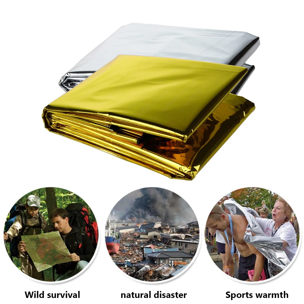 

Emergency Blanket Outdoor First Aid Blanket Emergency PET Film Lifesaving Thermal Blankets Windproof Waterproof Foil Thermal