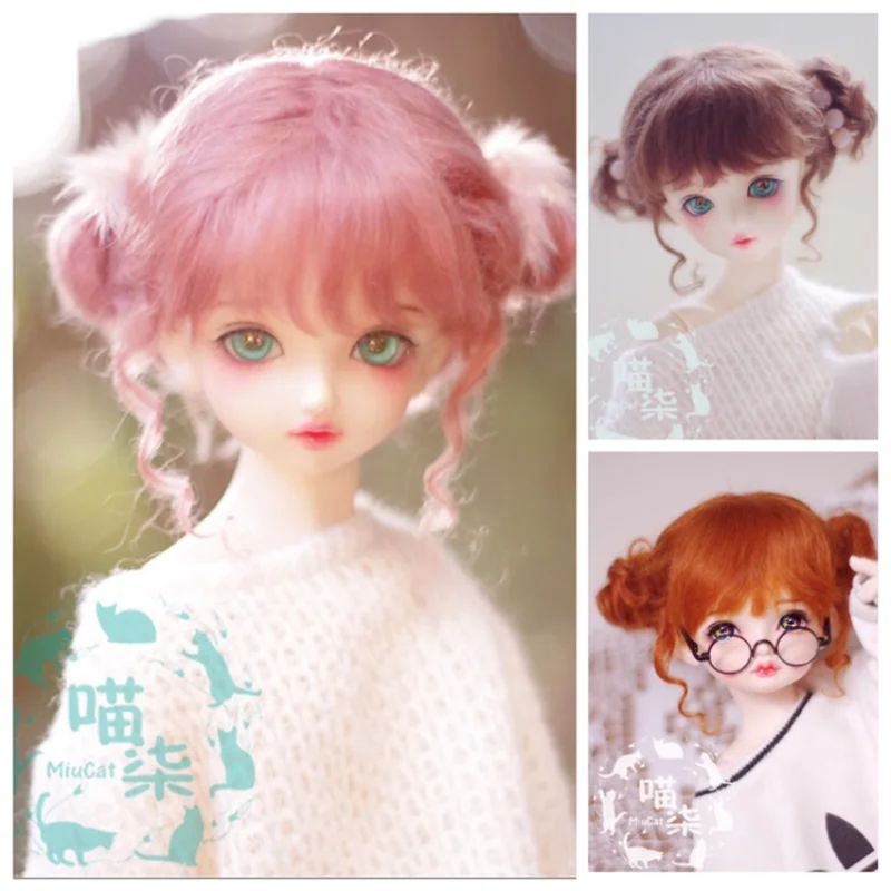 

BJD doll wigs mohair wig 8 points 6 points 4 points giant baby 3 points red brown pink double dumpling hair without doll