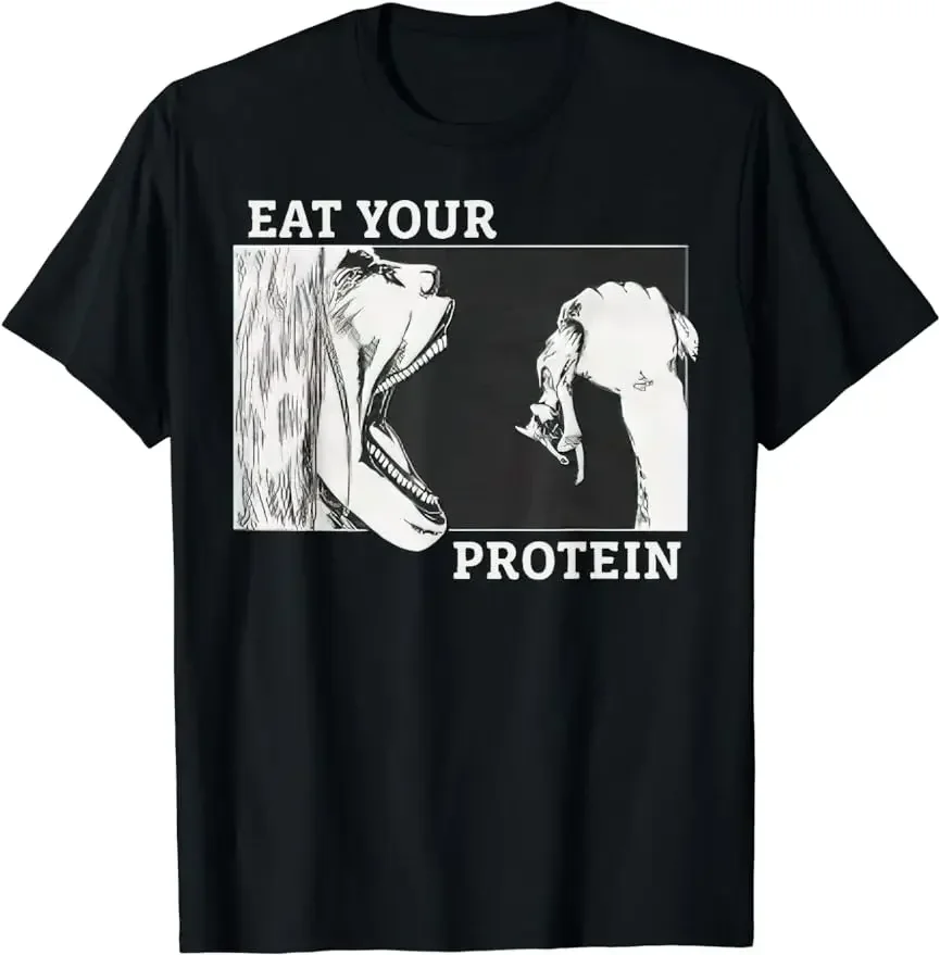 Eat Your Protein аниме тренажерный зал насос бодибилдинг Фитнес Футболка