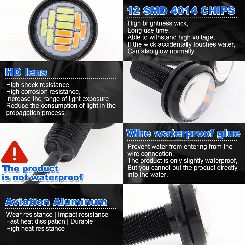4/10 шт. Водонепроницаемая Автомобильная противотуманная лампа Eagle Eye 4014 12SMD 12 В 23 мм