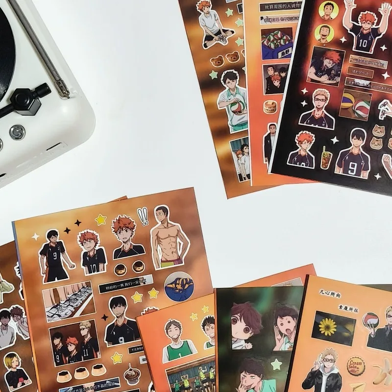 Фото Набор из 8 водонепроницаемых стикеров по аниме Haikyuu: Хината Шойо, Тобио Кагеяма. Материал для коллажей, наклейки для блокнотов, игрушка, подарок. №4