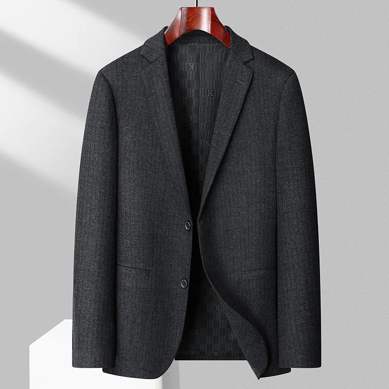

Fashion Striped Blazers Men's Single Jacket Business Coat Groom Autumn and Winter Tuxedos Casual Suit Mens Overcoat