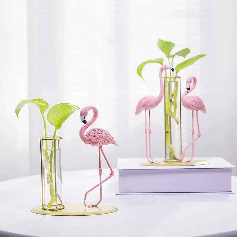 

Flamingo Glass Decoration Flowers Vases Hydroponic Plant Container Flower Arrangement Creative Home Decor Tabletop Ornament