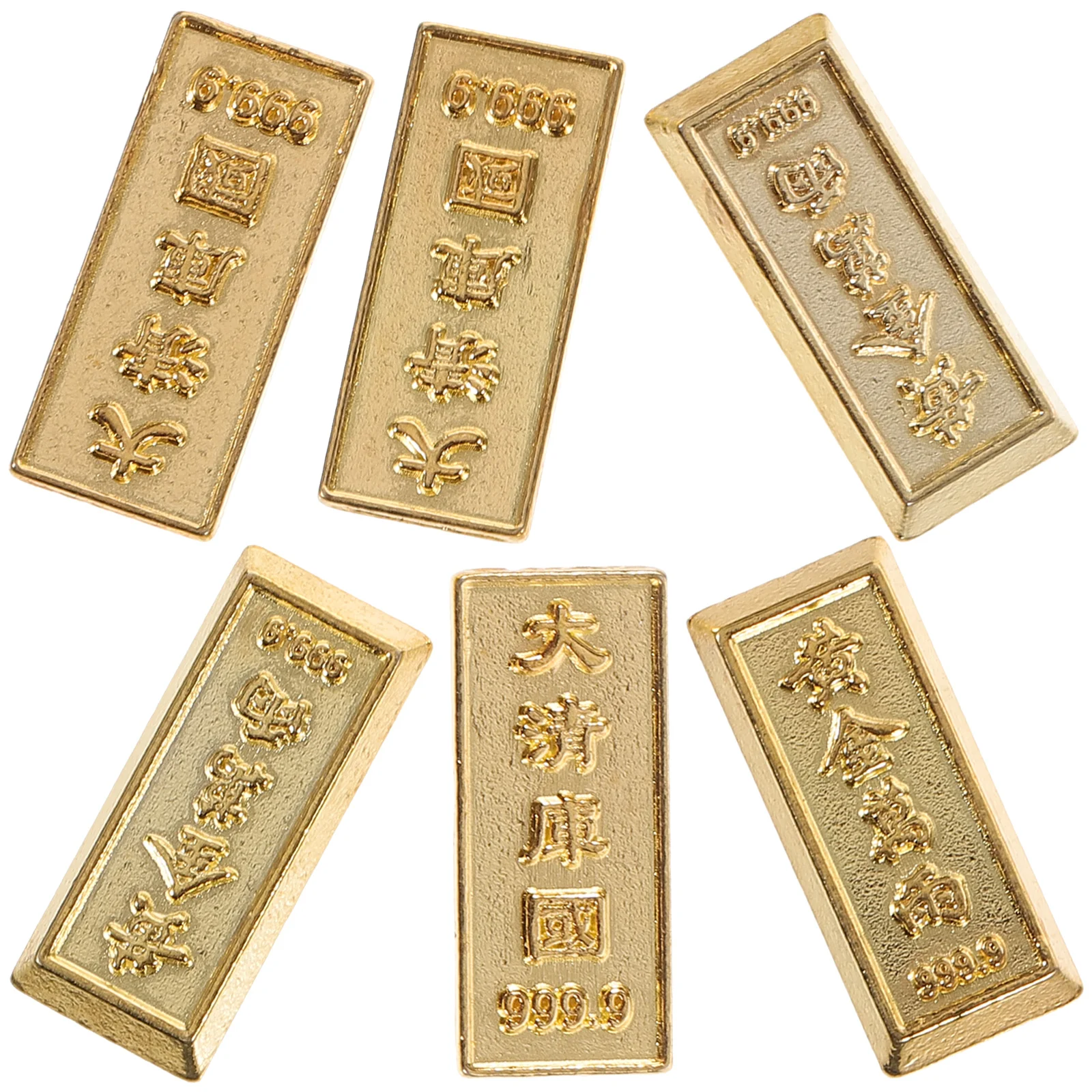 

6 Pcs Pirate Coins Miniature House Accessories Gold Bars Fake Tiny Brick Model Alloy