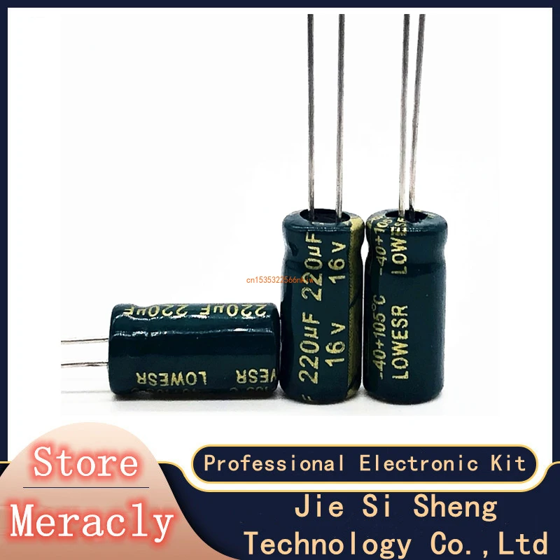 

60pcs/lot T09 220uf16V Low ESR/Impedance high frequency aluminum electrolytic capacitor size 6*12 16V 220uf 20%