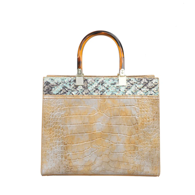 Женская кожаная сумка с крокодиловым узором тоут из высококачественной кожи