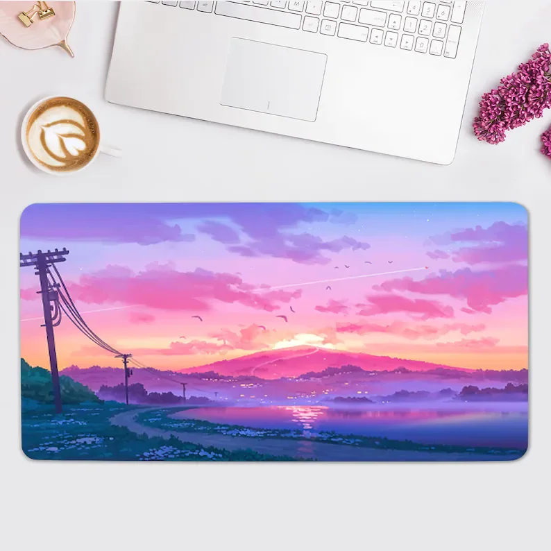 

Sunset Field Mouse Pad xxl(3 color option),Nature Desk Pad,Cust Desk Decoration,Purple Desk Mat