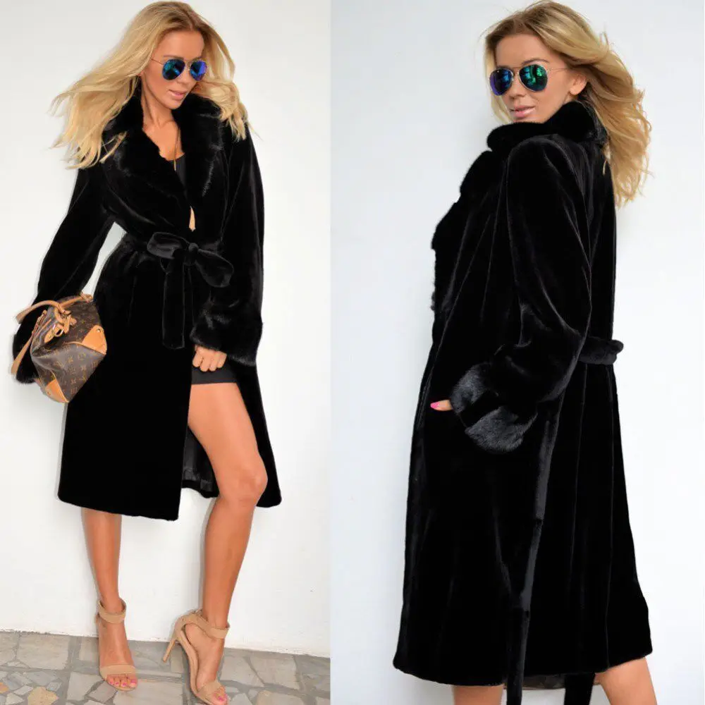 Women's Imitation Fur Overcoat Long Plush Coat for Women Faux Fur Coat