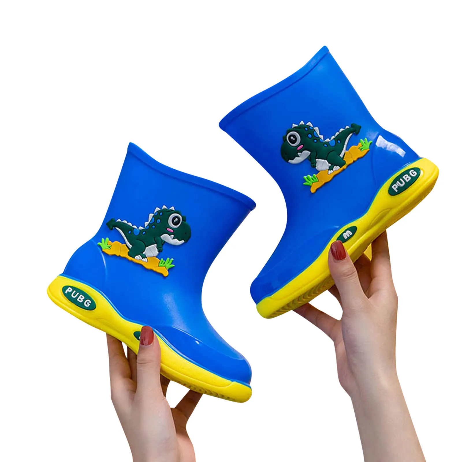 Детские Водонепроницаемые Резиновые Нескользящие ботинки с мультяшным рисунком