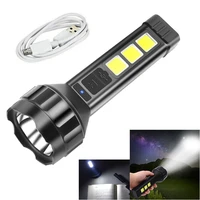 bright rechargeable led flashlight with cob side light 4 lighting modes outdoor camping lamp side light powerful flashlight