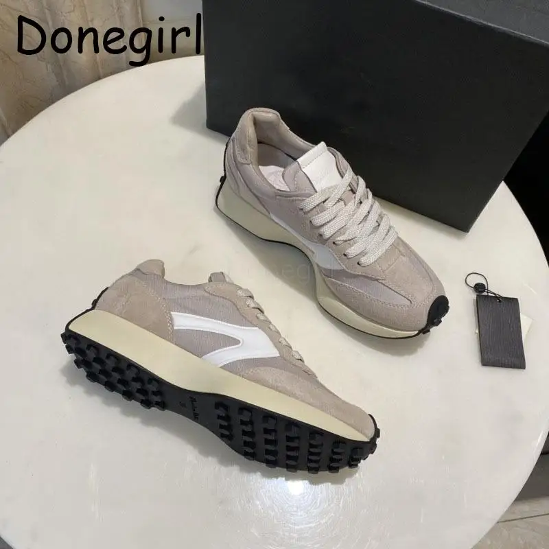 

Женские кроссовки на шнуровке Donegirl, повседневные универсальные удобные кроссовки из натуральной кожи на толстой подошве, весна-осень 2023