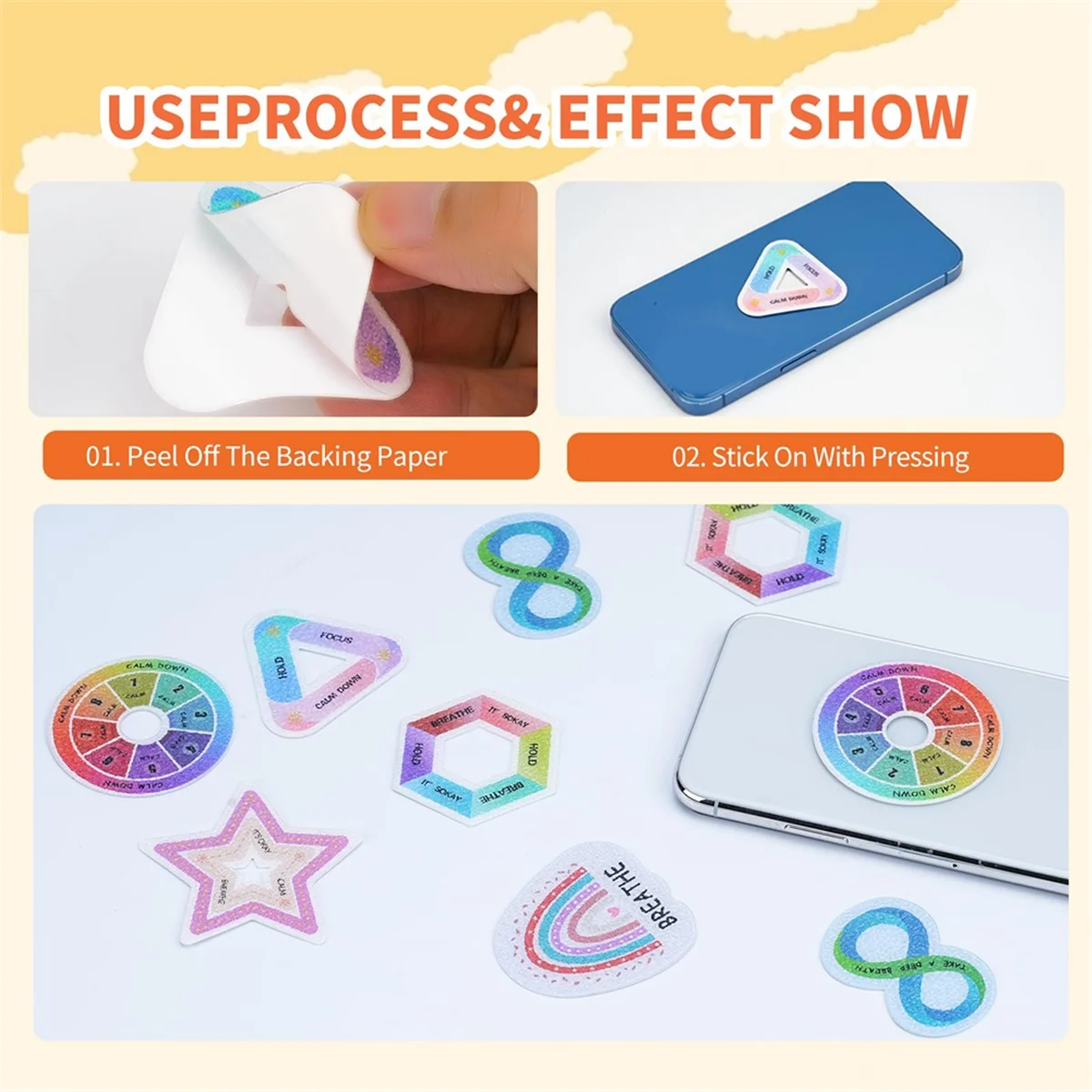 60 шт. успокаивающие полоски сенсорные наклейки тревоги для дыхания предметы
