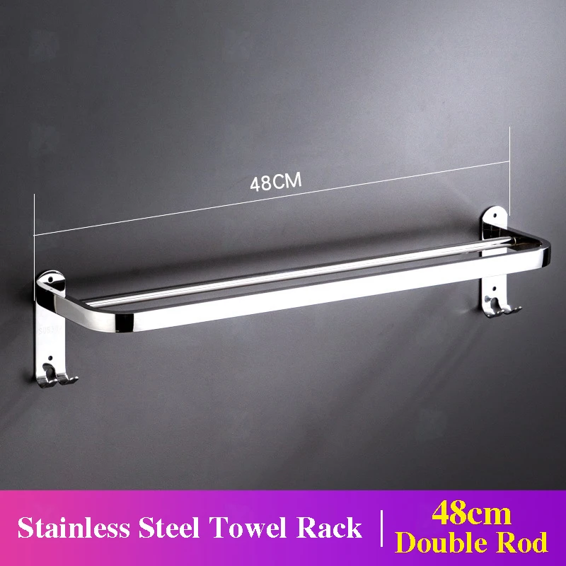 bathroom towel rack stainless steel toilet holder wall mounted shower room hanger bath single double rod with hook accessories free global shipping