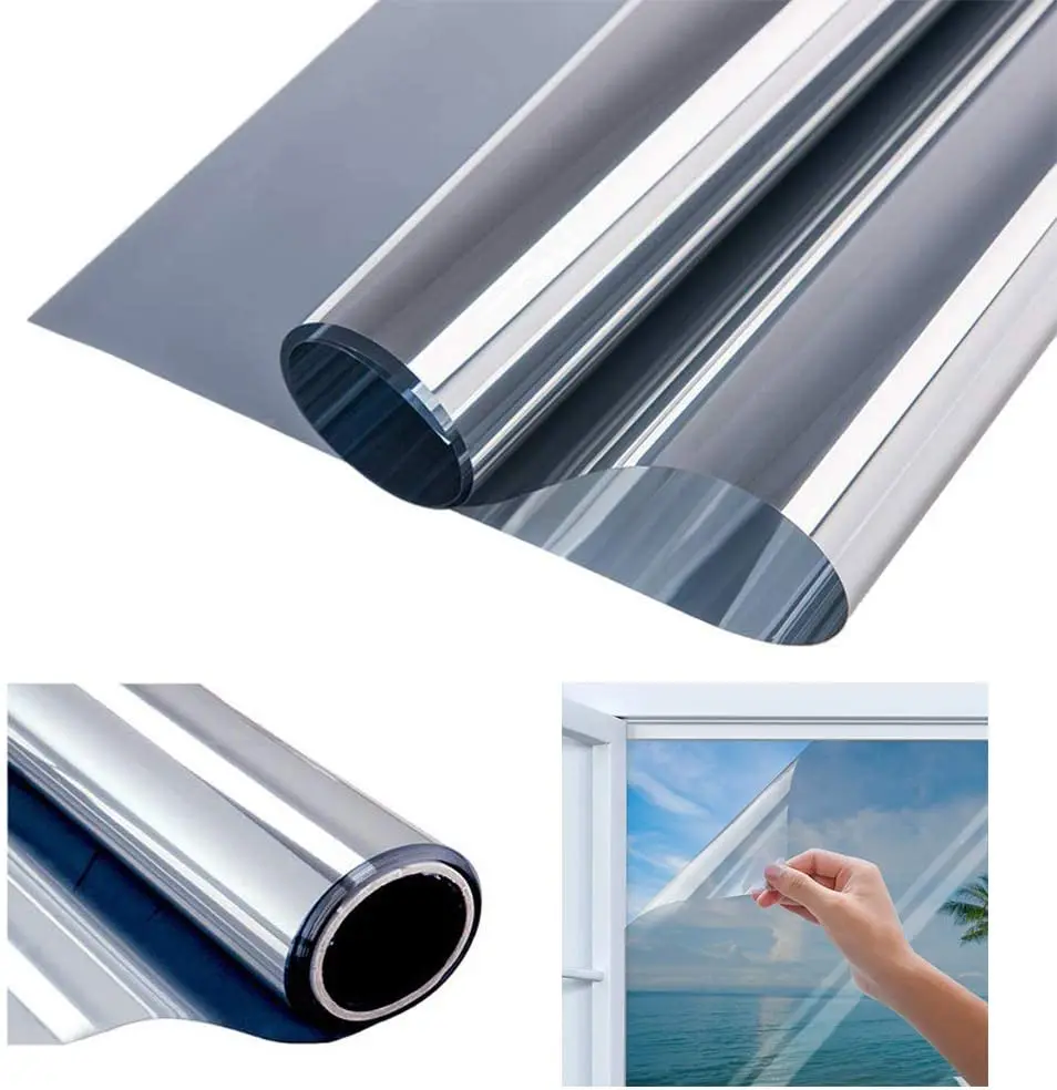 

Self-adhesive Silver Window Film Protective Anti Look Window Tint For Home Sun Blocking Privacy Glass Vinyl One Way Mirror Film
