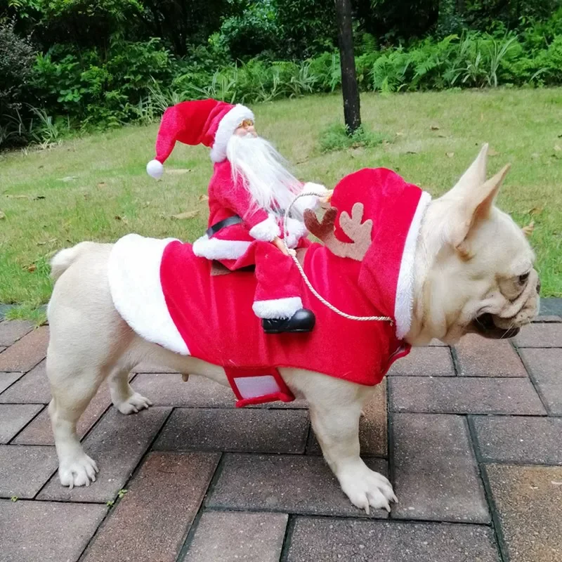 

2022JMT Christmas Pet Dog Cat Costumes Funny Santa Claus Costume For Dogs Cats Novelty Dog Clothes Chihuahua Pug York shire Clot