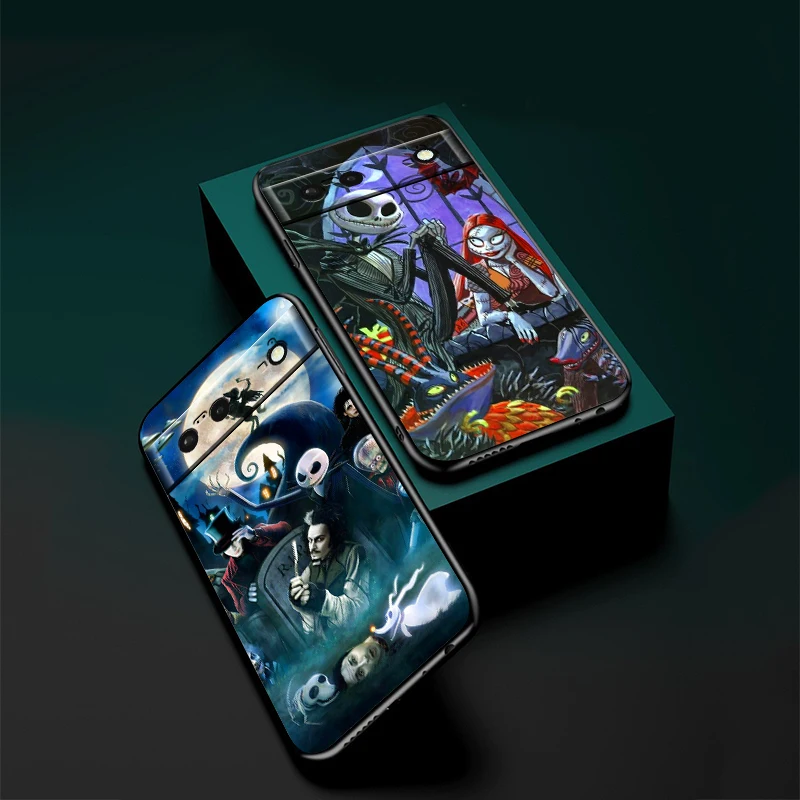 Фото Крутой чехол для телефона с рождественским черепом и Джеком для Google Pixel 7 6 Pro 6A 5A 5 4 4A Φ черный мягкий чехол Fundas Coque Cover №3