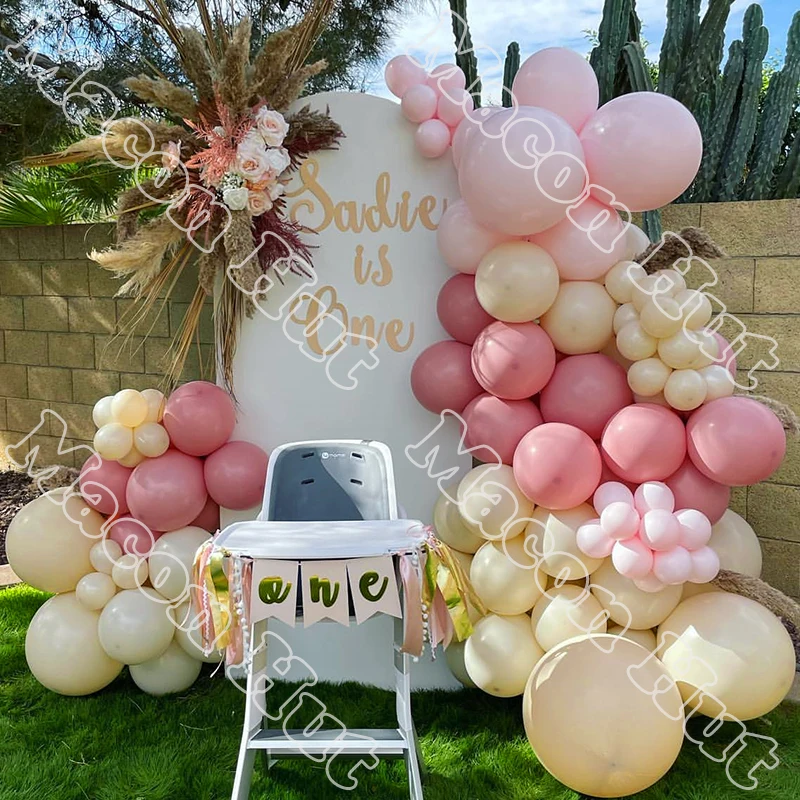 

103pcs Macaron Pink Latex Balloon Garland Backdrop Baby Shower Wedding Retro Color Birthday Party Festival Event Decoration Kits