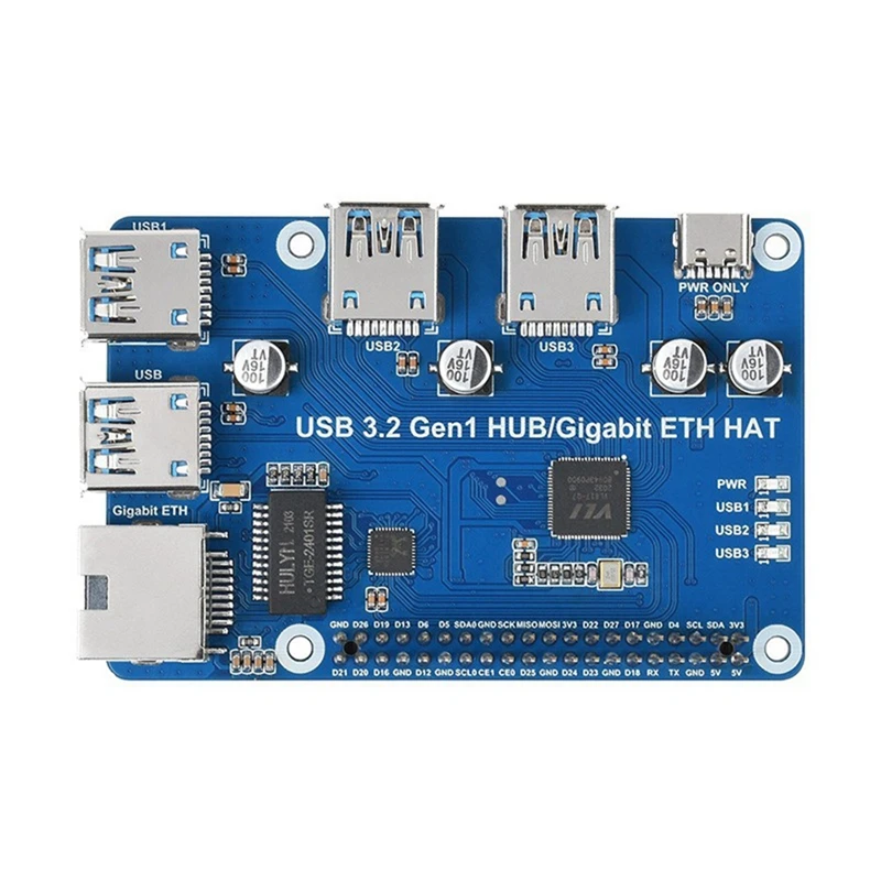 

Waveshare USB 3.2 Gen1 HUB HAT Expansion Board for Raspberry Pi 4B 3B+ Zero USB 3.2 Gen1 Ports Driver-Free