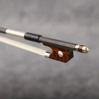 floraparts 44 black unvarnish carbon fiber violin bow snakewood frog with pearl single eye and nickel silver parts fp1074