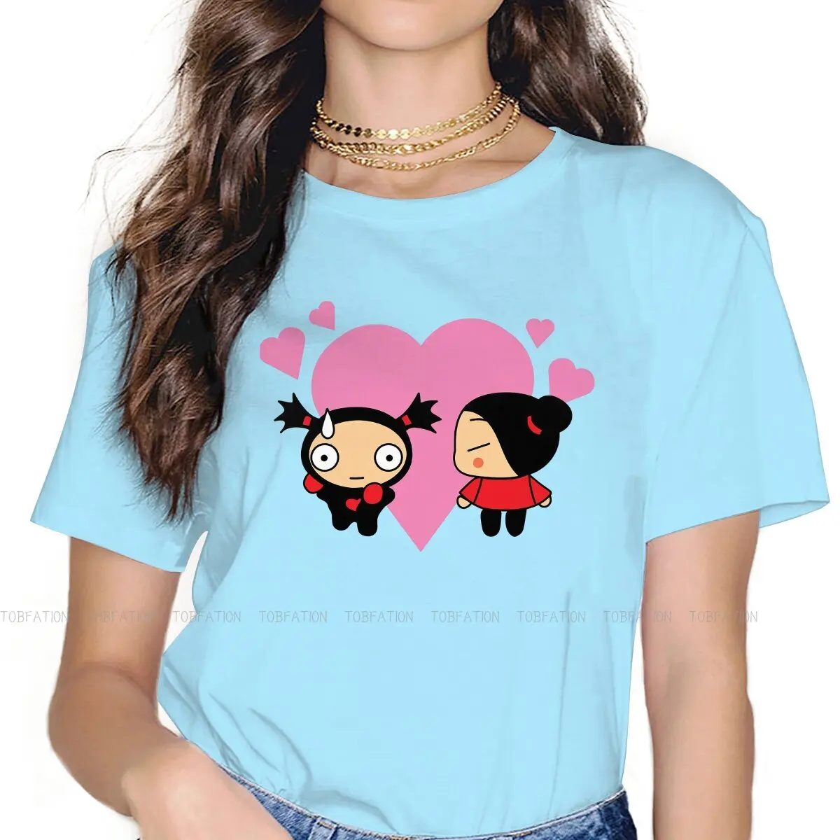 Falling in Love Unique TShirt for Girl Pucca China Doll Top Quality Hip Hop Gift Idea  T Shirt Ofertas