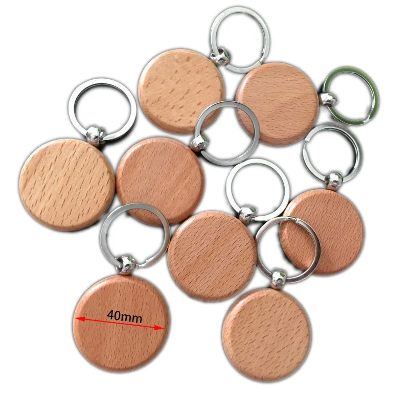 10pcs Blank Wooden Key Chain DIY Promotion Pendant Wood Keychain Round Rectangle heart oval shape Keyring Tags Gifts for carve |