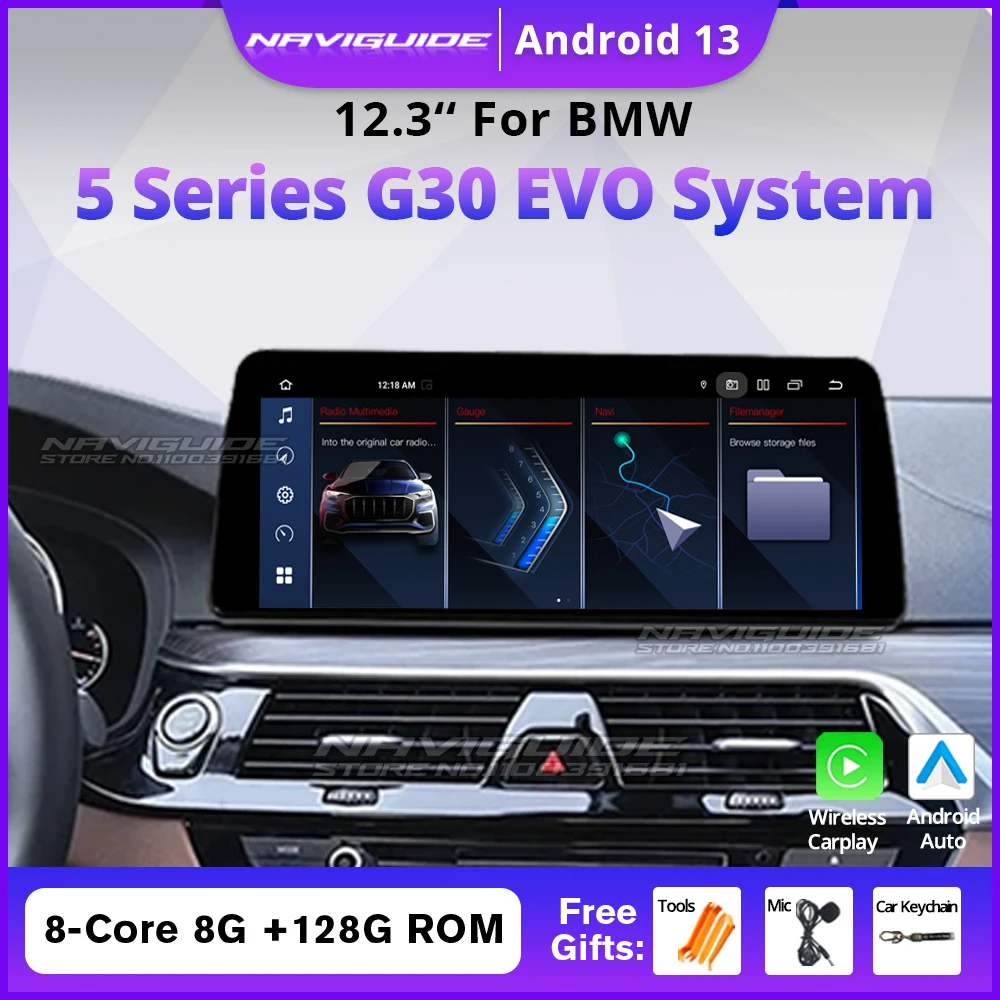 NAVIGUIDE 10 25 '✒ 3'' Carplay Auto для BMW 5 серии G30 G31 LHD EVO Система автомобиля Navi