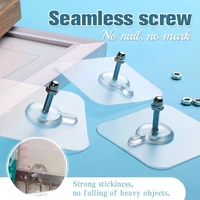 2 pcs self adhesive hooks strong adhesive seamless sticky wall hook nail mounting rack screw seamless screw storage rack screw