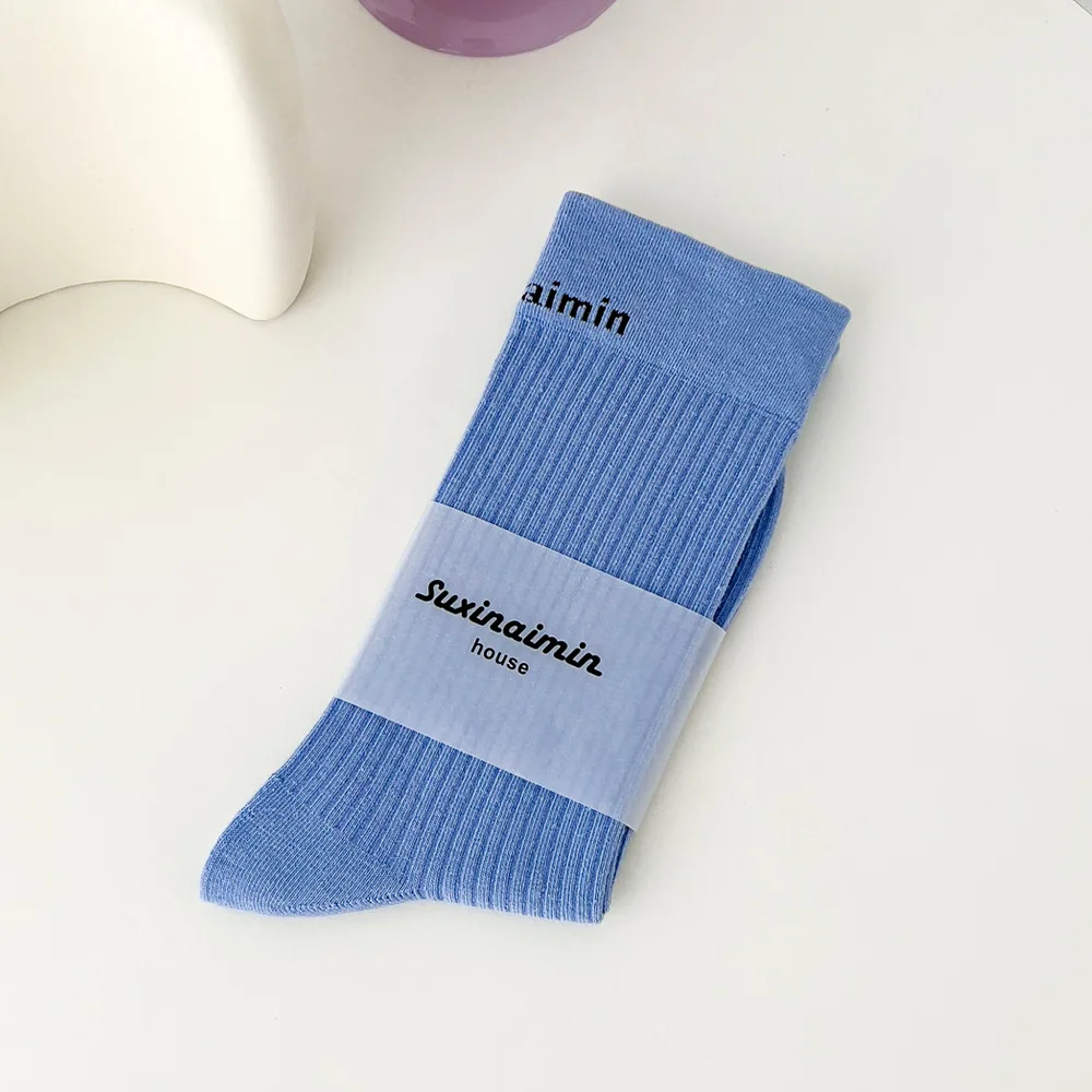 2022 New Arrival 8 Pairs Cozy Women Socks Sport for Four Season Solid Color