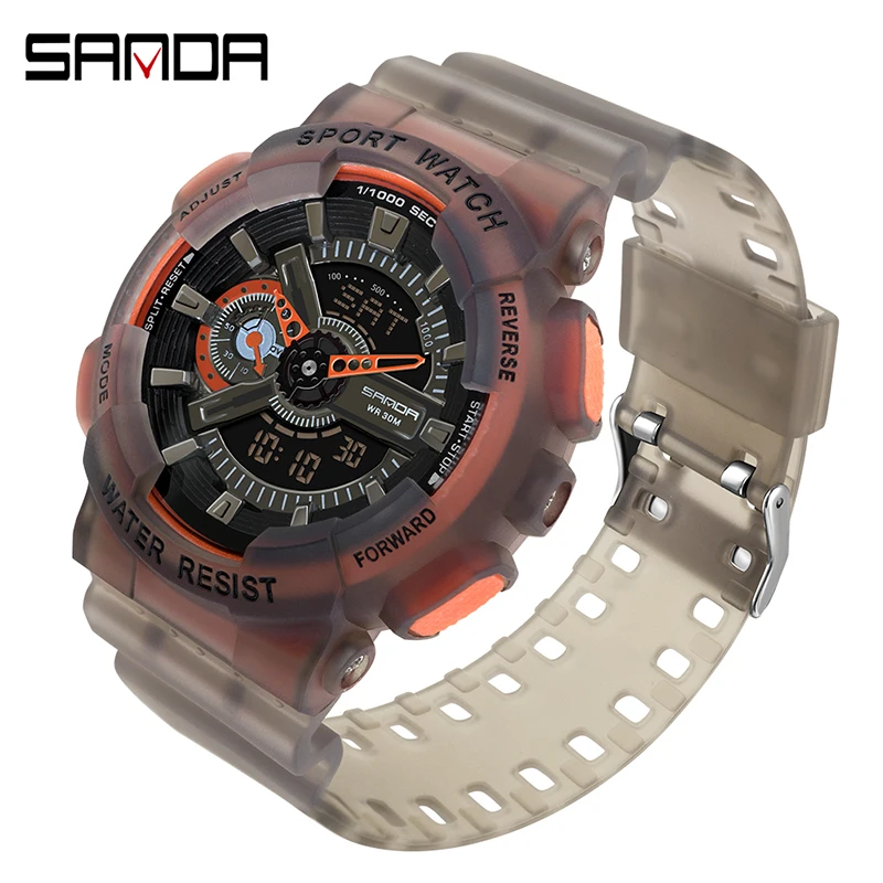 

SANDA Top Luxury Watches Men Sports Student Watch Dual Display Digital Quartz Waterproof Military Wristwatch Male Clock Relogios