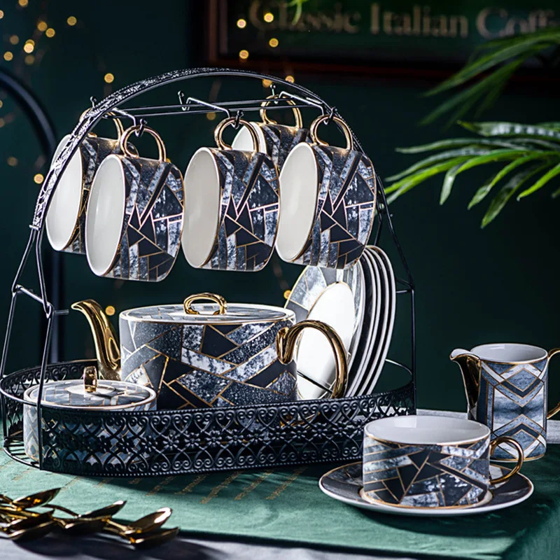 

New Nordic Coffee Cup Combination Set Cup Plate Creative Ceramic Coffee Cup Bone China Coffee Set Coffee Pot Tea Set