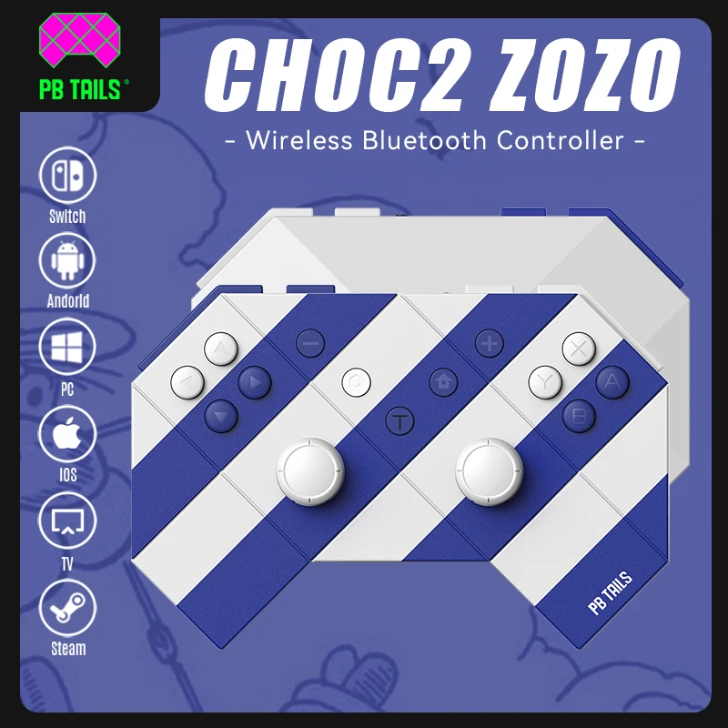 

PB TAILS CHOC2 ZOZO Bluetooth Controller Multi-Compatible Dual Connection Wireless Game Controller for SWITCH/WINDOWS/TV/STEAM